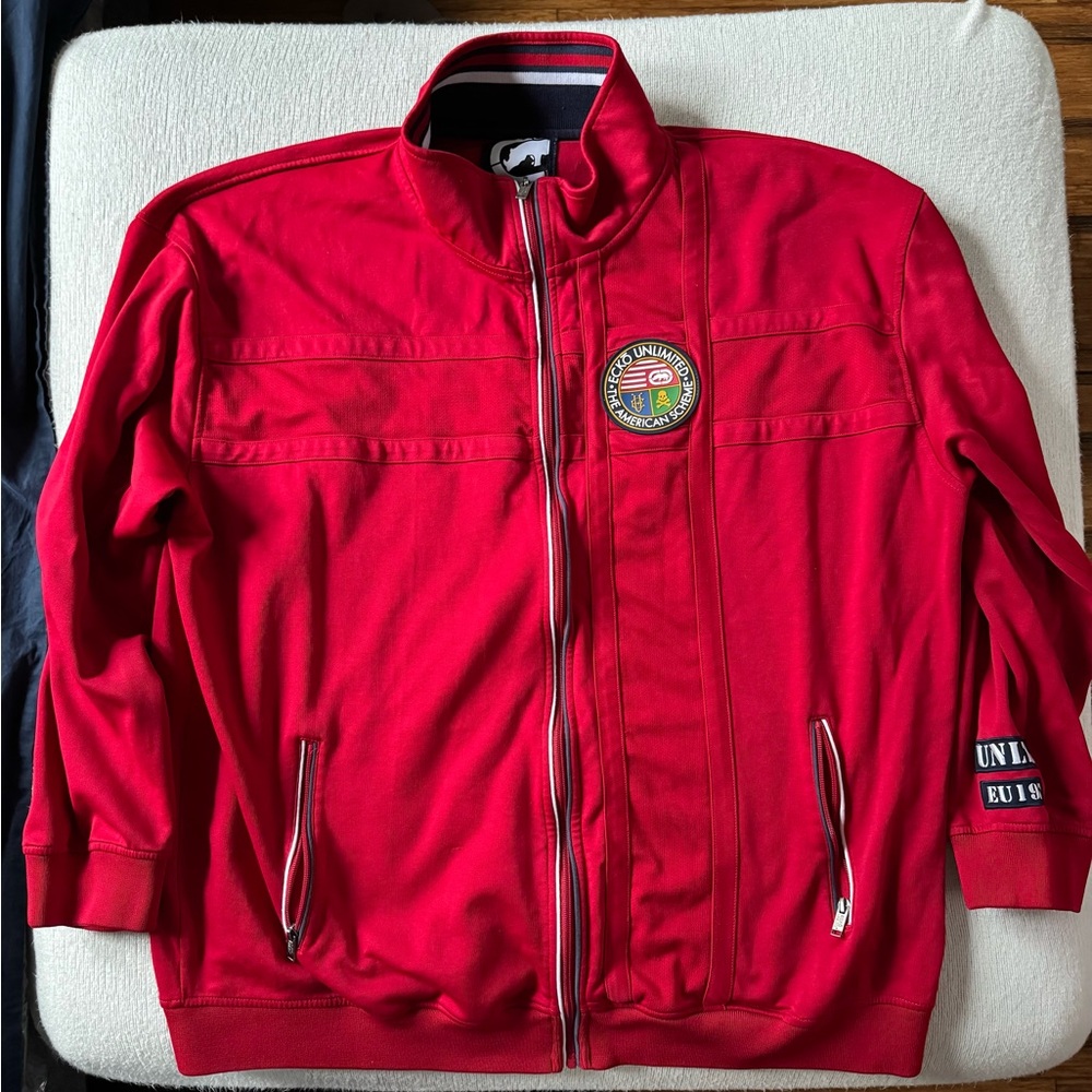 Ecko Unlimited Red Track Jacket with Embroidered Patch